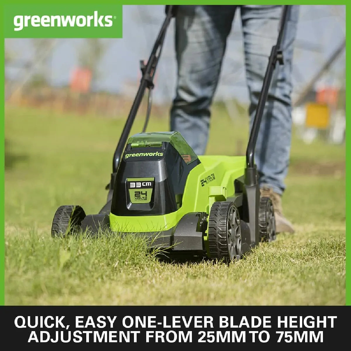 Greenworks Cortacésped a Batería 24 V con Recogedor 30 L