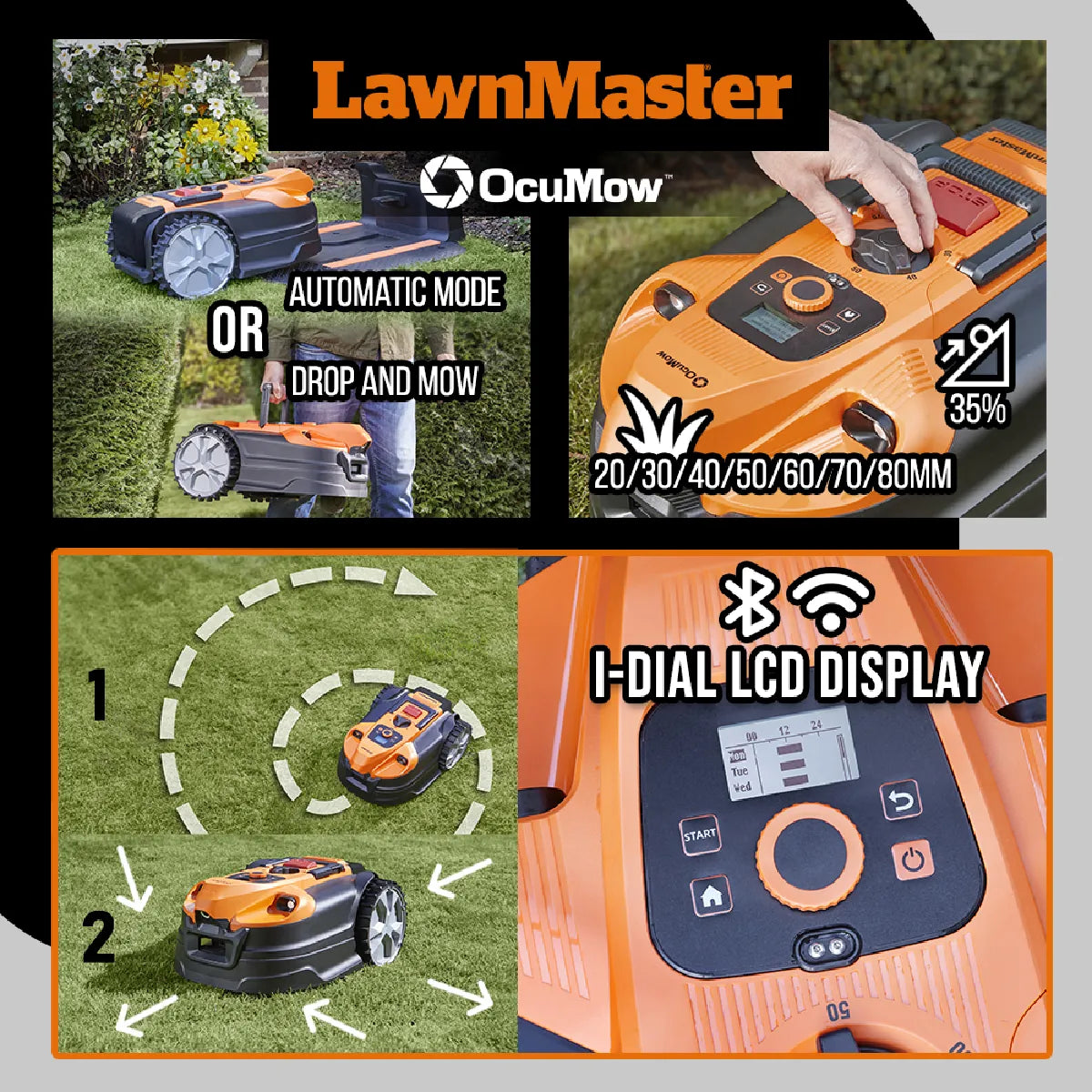 Lawnmaster Robot Cortacésped 24V sin Cable con Estación 600 m²