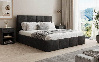 Mina Designer Polsterbett Cord – 140 × 200 cm, wählbare Kopfteilhöhe, Farben