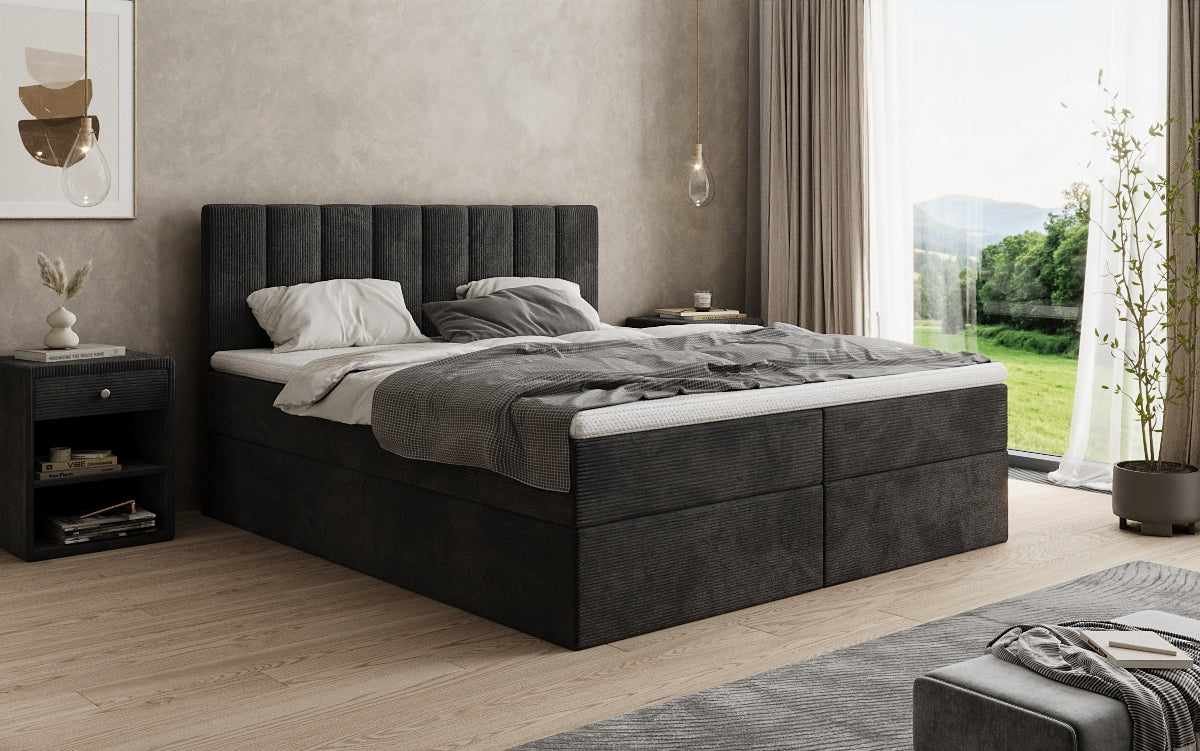 Luxusbetten24 Sofia Boxspringbett Cord mit Stauraum
