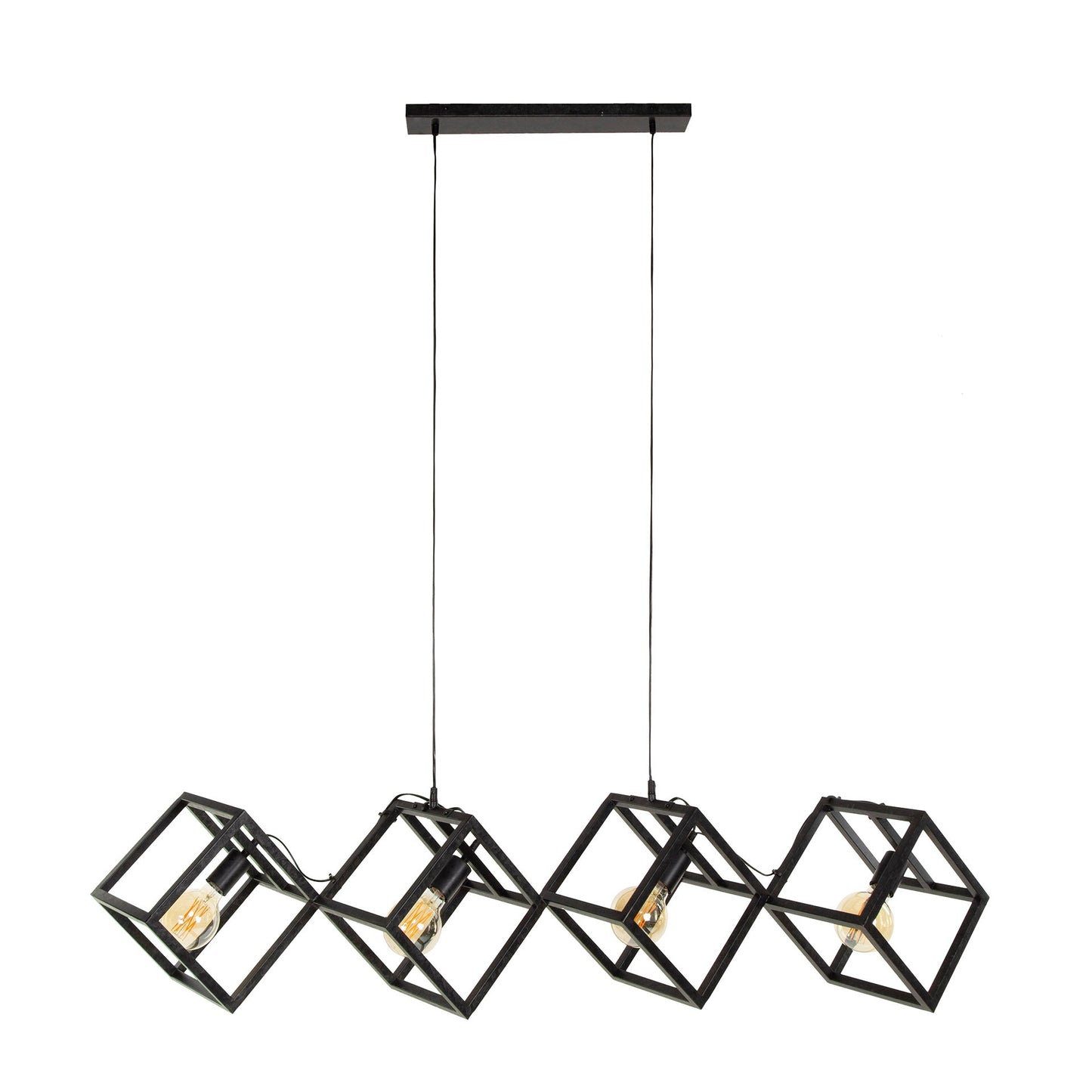 Luxusbetten24 Orlis Pendelleuchte 4‑Leuchten Cube‑Design in Modernem Anthrazit