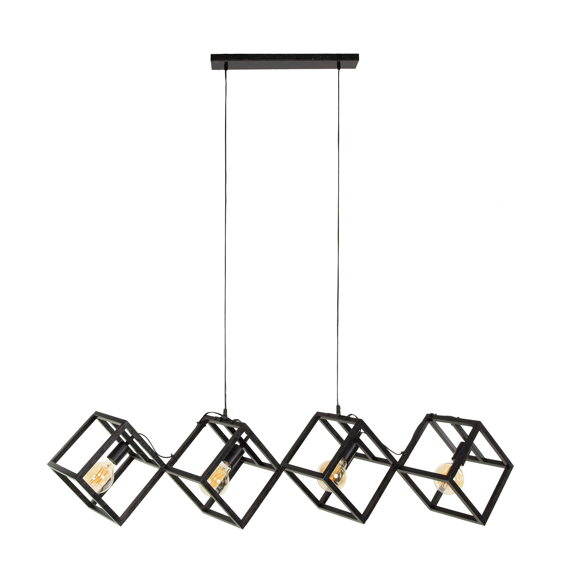 Luxusbetten24 Orlis Pendelleuchte 4‑Leuchten Cube‑Design in Modernem Anthrazit