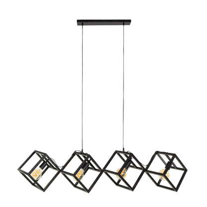 Luxusbetten24 Orlis Pendelleuchte 4‑Leuchten Cube‑Design in Modernem Anthrazit