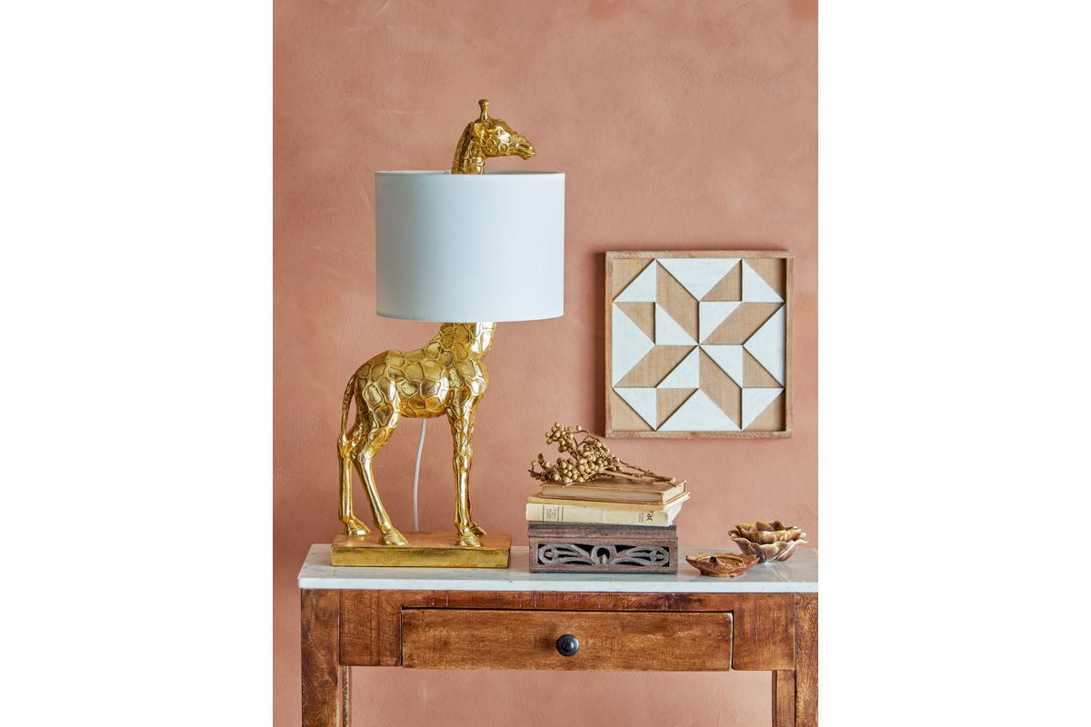 Luxusbetten24 Safarirai Tischlampe Giraffenleuchte Gold Dekor