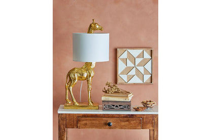 Luxusbetten24 Safarirai Tischlampe Giraffenleuchte Gold Dekor