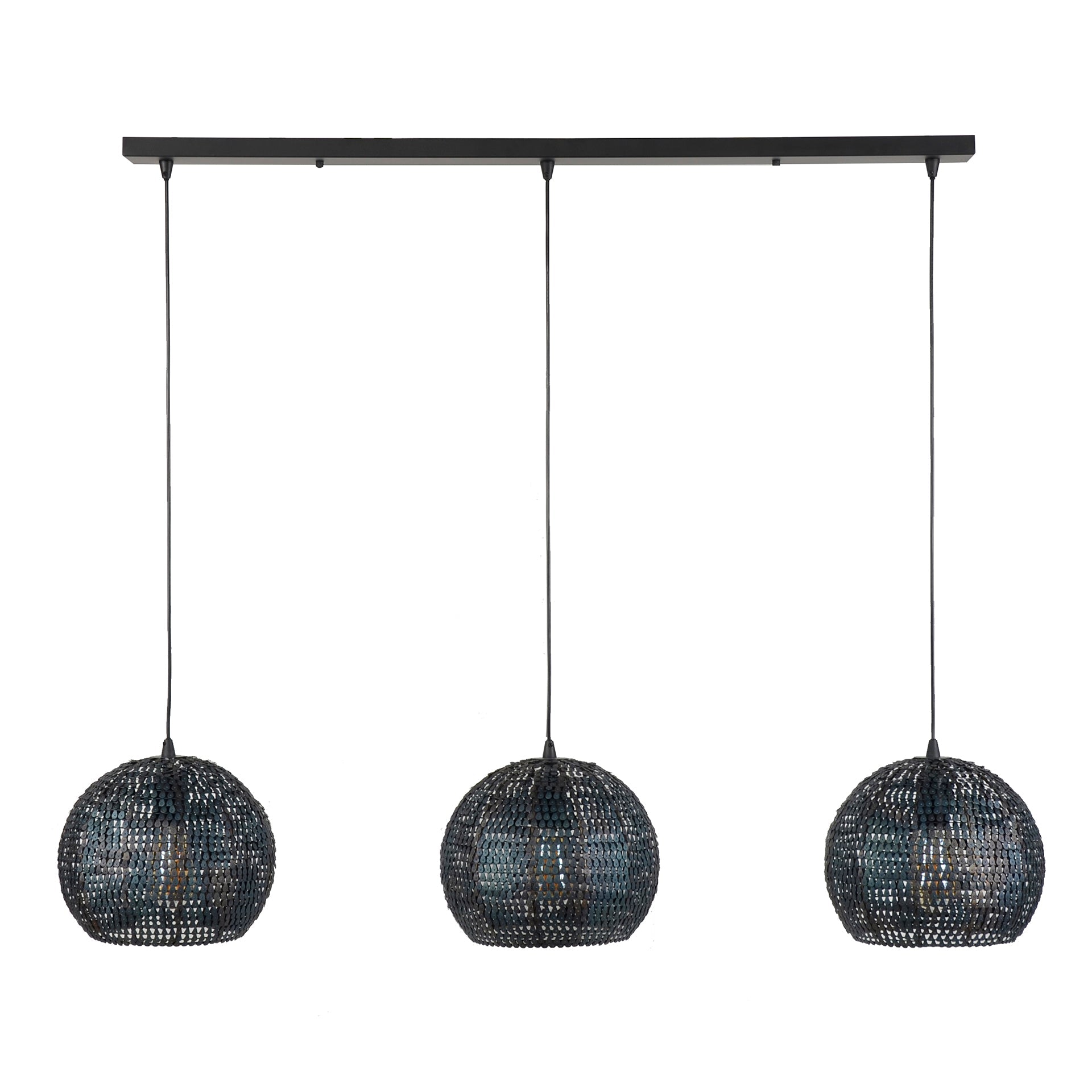 Luxusbetten24 Coralis Pendelleuchte – 3‑teilige Handgefertigte Metalllampenschirme, Schwarz‑Bronze Design