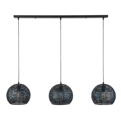 Luxusbetten24 Coralis Pendelleuchte – 3‑teilige Handgefertigte Metalllampenschirme, Schwarz‑Bronze Design