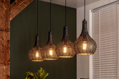 Luxusbetten24 Elviro Pendelleuchte Mit Vier Metalllampen Elegant Schwarz‑Bronze