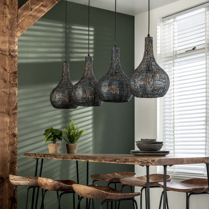Luxusbetten24 Elviro Pendelleuchte Mit Vier Metalllampen Elegant Schwarz‑Bronze