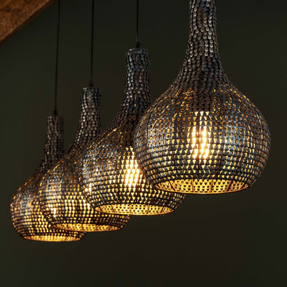Luxusbetten24 Elviro Pendelleuchte Mit Vier Metalllampen Elegant Schwarz‑Bronze