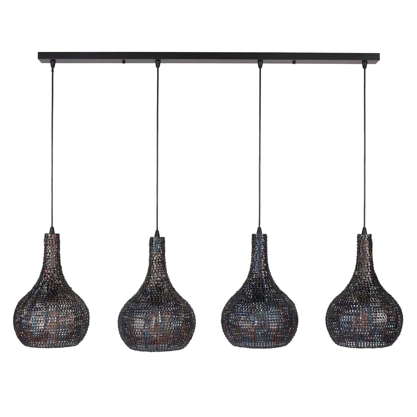 Luxusbetten24 Elviro Pendelleuchte Mit Vier Metalllampen Elegant Schwarz‑Bronze