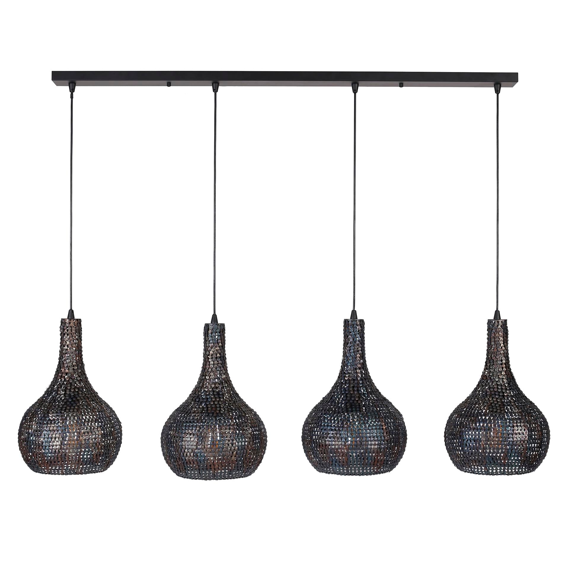 Luxusbetten24 Elviro Pendelleuchte Mit Vier Metalllampen Elegant Schwarz‑Bronze