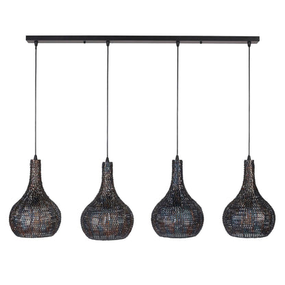 Luxusbetten24 Elviro Pendelleuchte Mit Vier Metalllampen Elegant Schwarz‑Bronze