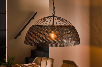 Luxusbetten24 Satoria Pendelleuchte Halbrunder Lampenschirm Modern Schwarz-Bronze