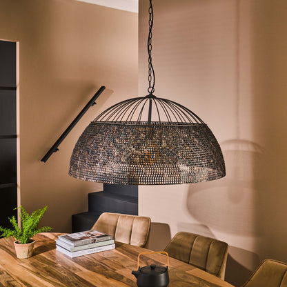 Luxusbetten24 Satoria Pendelleuchte Halbrunder Lampenschirm Modern Schwarz-Bronze