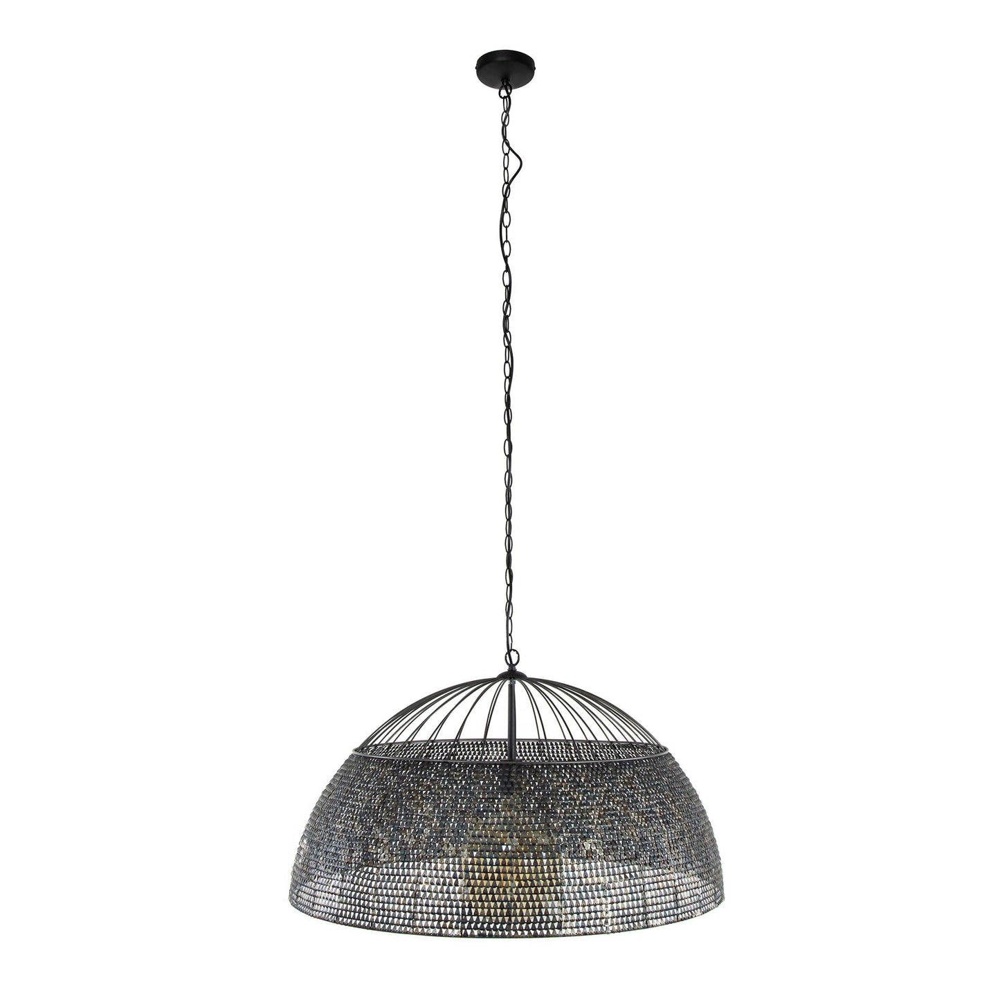 Luxusbetten24 Satoria Pendelleuchte Halbrunder Lampenschirm Modern Schwarz-Bronze