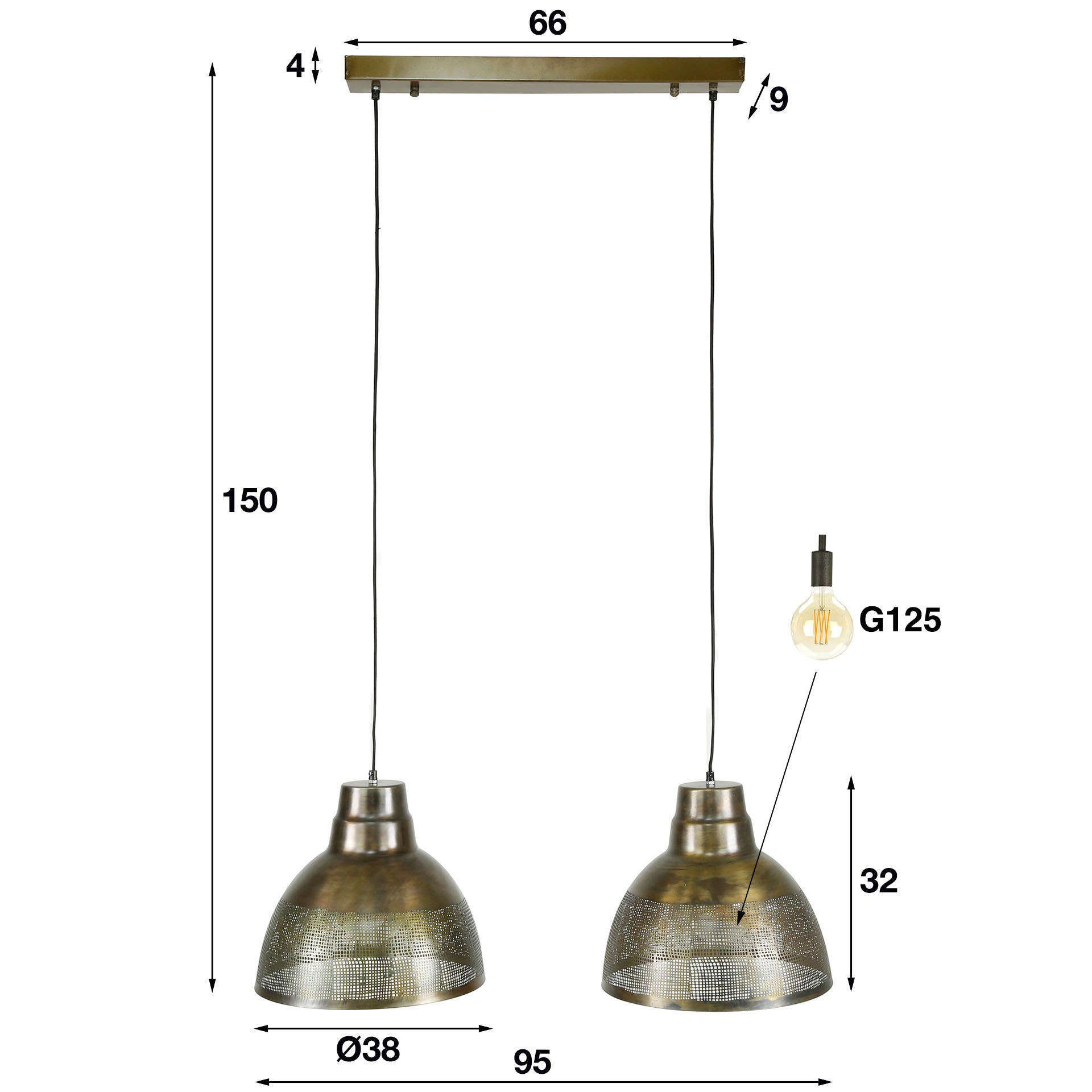 Luxusbetten24 Armonis Pendelleuchte Handperforierte Lampenschirme Antikbronze
