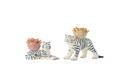 Luxusbetten24 Tigris Kerzenhalter-Set Handbemaltes Steingut Bunt