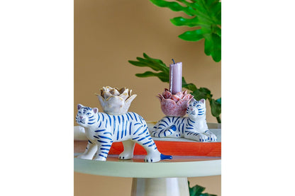 Luxusbetten24 Tigris Kerzenhalter-Set Handbemaltes Steingut Bunt