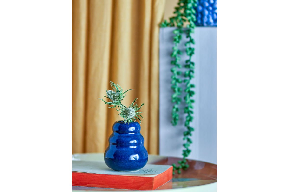 Lulo Vase Blau aus Steingut – Elegante Handgefertigte Dekoration