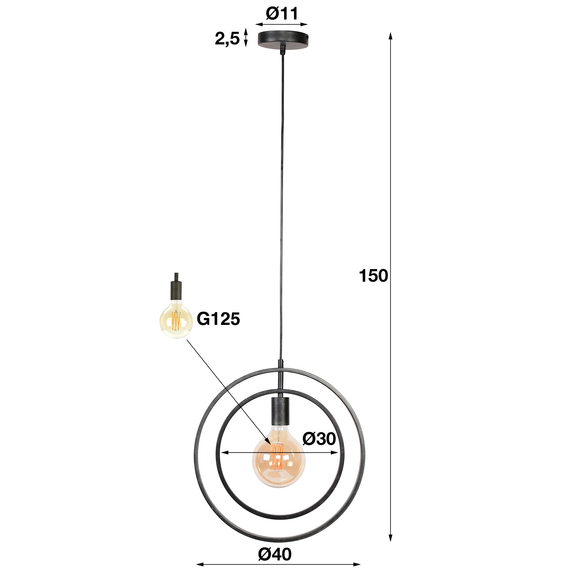Luxusbetten24 Orbitra Pendelleuchte, Drehbares Ringdesign, Anthrazit