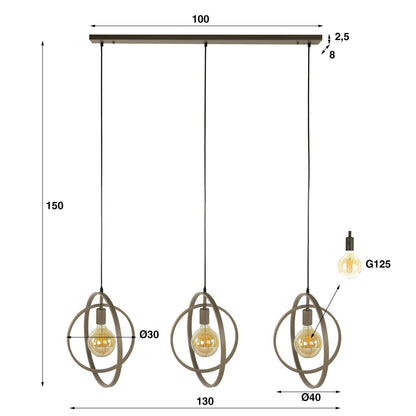 Luxusbetten24 Rotaro Line Pendelleuchte – Modernes Lineares Ringdesign, 3‑Flammig