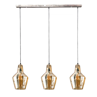 Virello Pendelleuchte – Konische Glasschirme In Alt‑Silber, 3‑Flammig