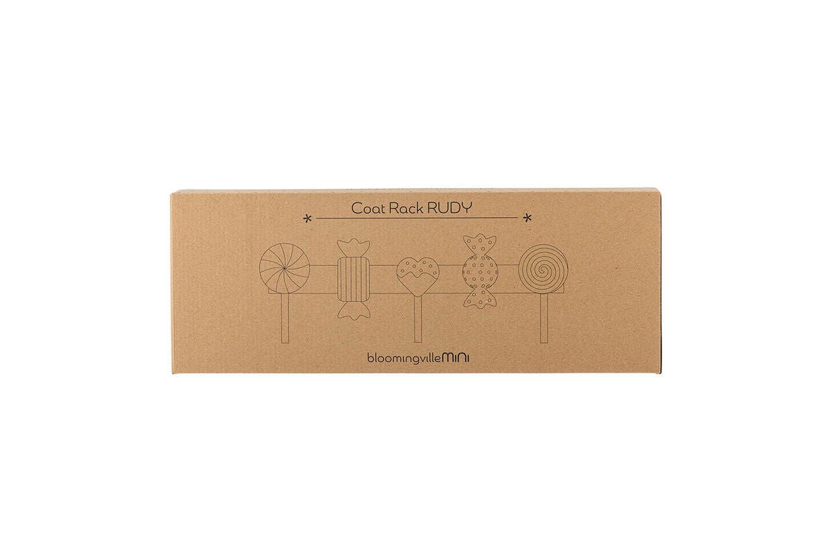 Kinder Garderobe Haily aus Kiefernholz mit Bonbon Design Bunt