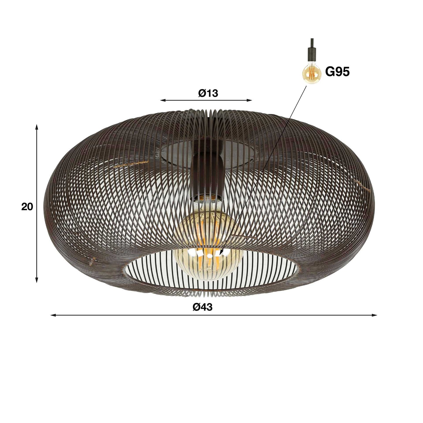 Luxusbetten24 Twira Moderne Deckenleuchte aus Schwarznickel mit Kupferdetails