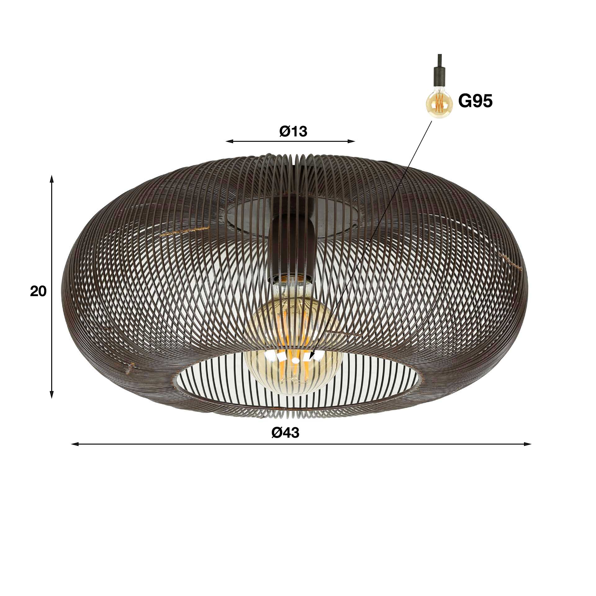 Luxusbetten24 Twira Moderne Deckenleuchte aus Schwarznickel mit Kupferdetails