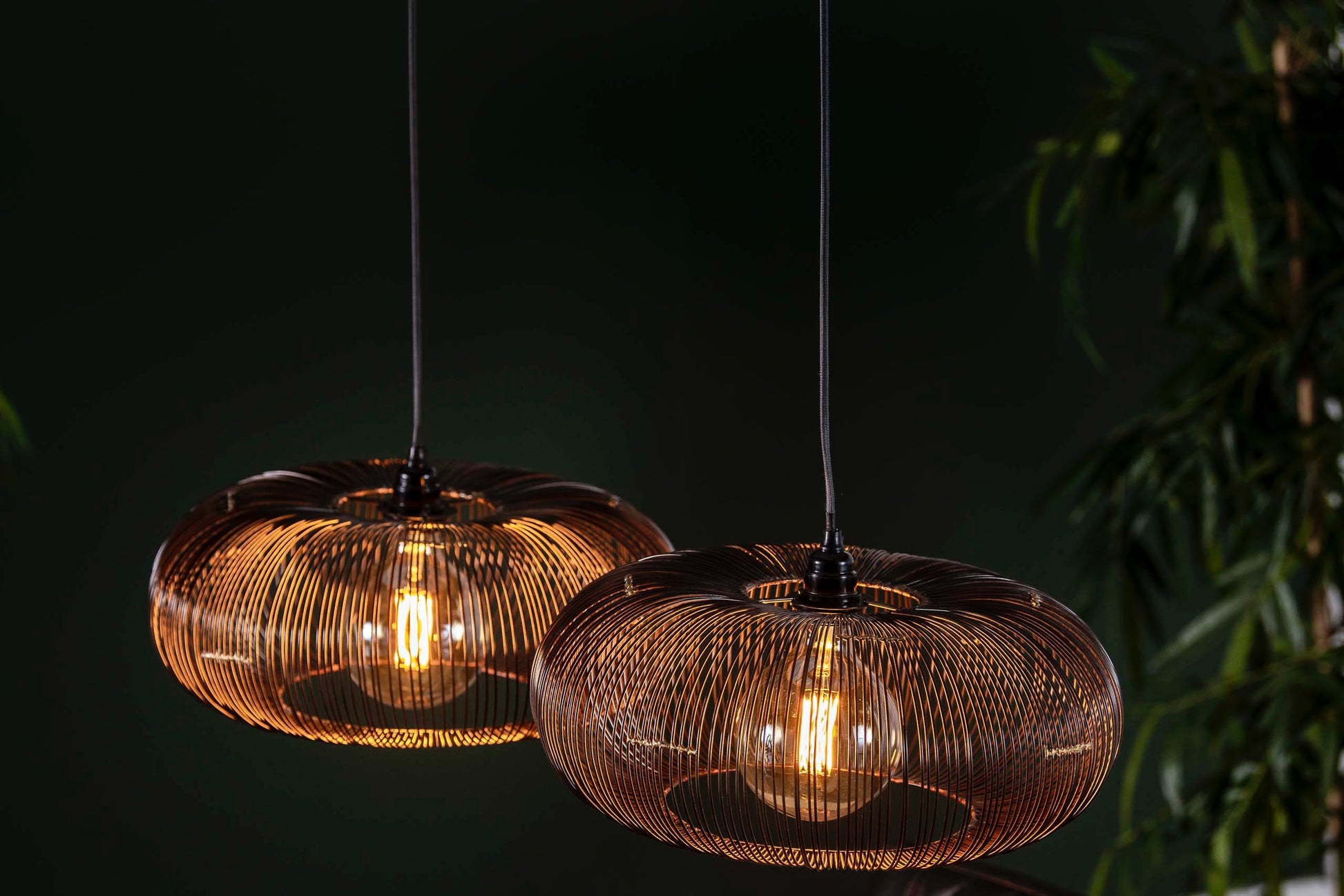 Luxusbetten24 Aurex Duo Pendelleuchte Schwarznickel mit Gold Akzenten, Schwarz