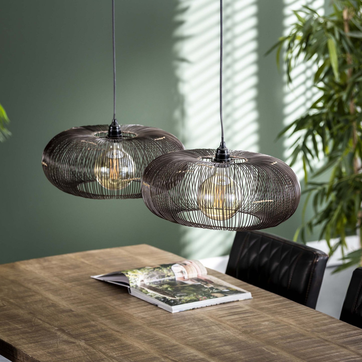 Luxusbetten24 Aurex Duo Pendelleuchte Schwarznickel mit Gold Akzenten, Schwarz