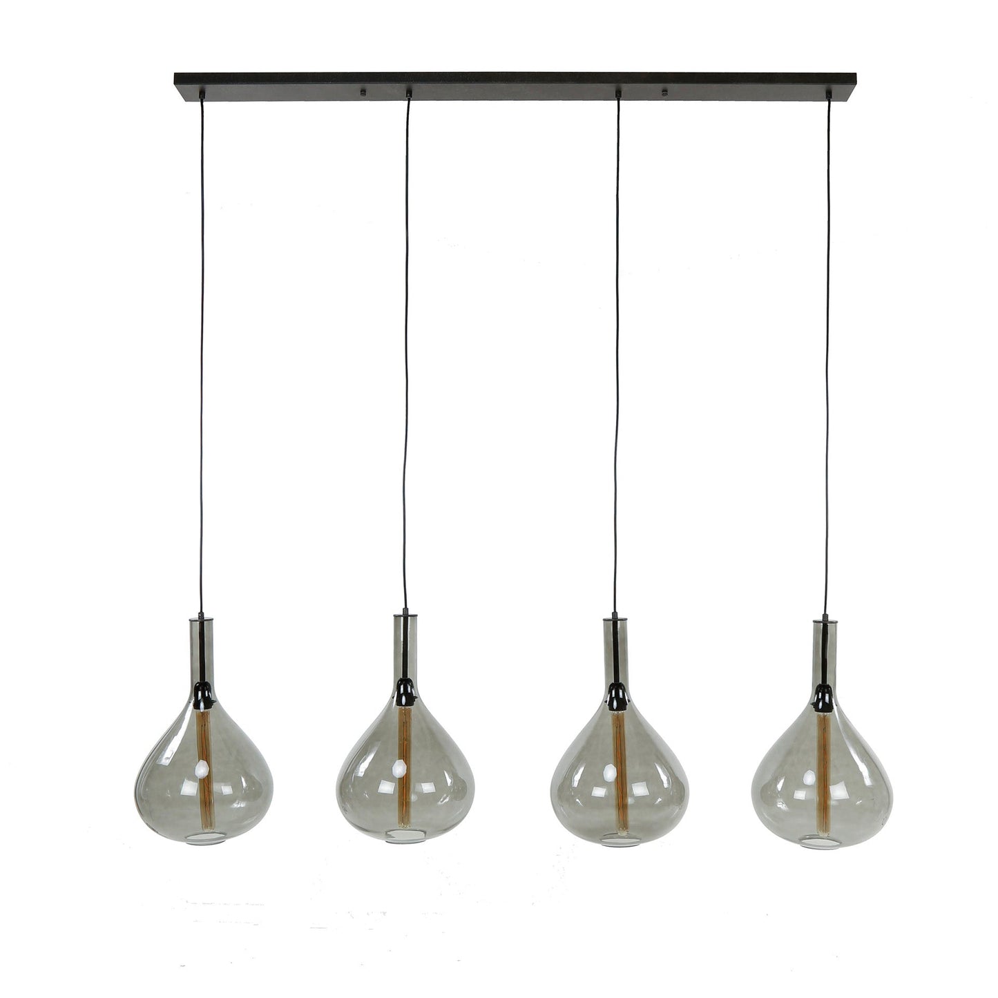 Noira Pendelleuchte Rauchglas-Schirme Artic Schwarz 4‑Flammig Design Modell