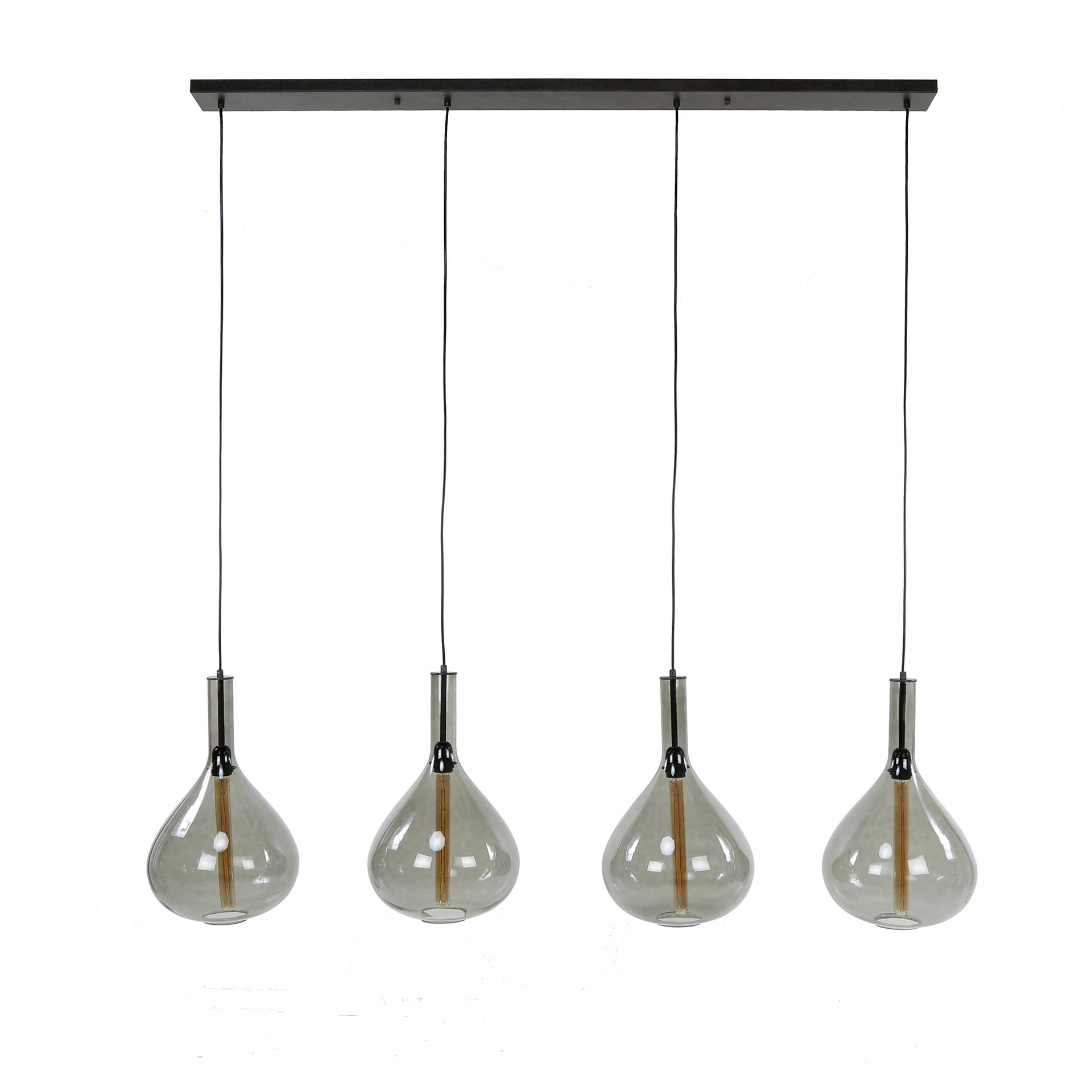 Noira Pendelleuchte Rauchglas-Schirme Artic Schwarz 4‑Flammig Design Modell