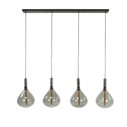 Noira Pendelleuchte Rauchglas-Schirme Artic Schwarz 4‑Flammig Design Modell