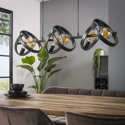 Pendelleuchte Arkon – Metallrahmen in Charcoal mit Industrieller Ausstrahlung (6-flammig)