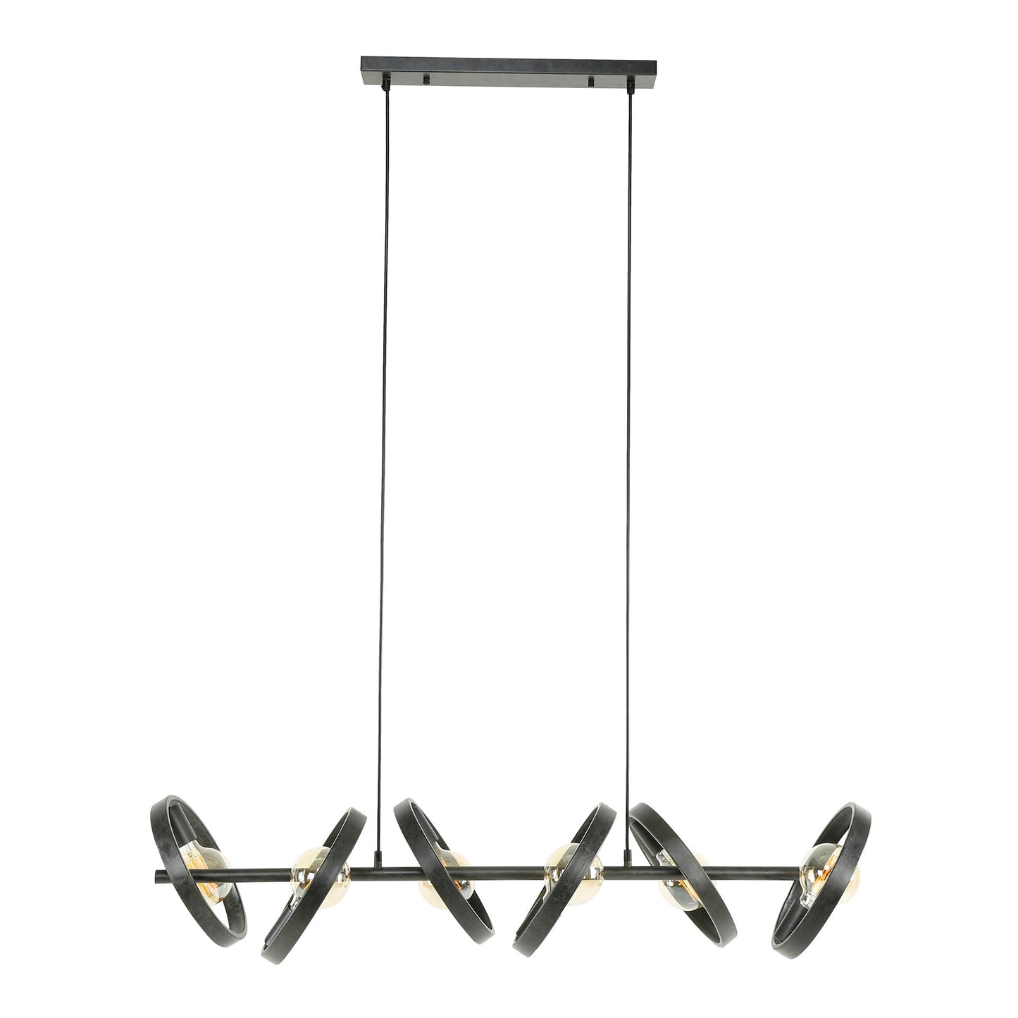 Pendelleuchte Arkon – Metallrahmen in Charcoal mit Industrieller Ausstrahlung (6-flammig)