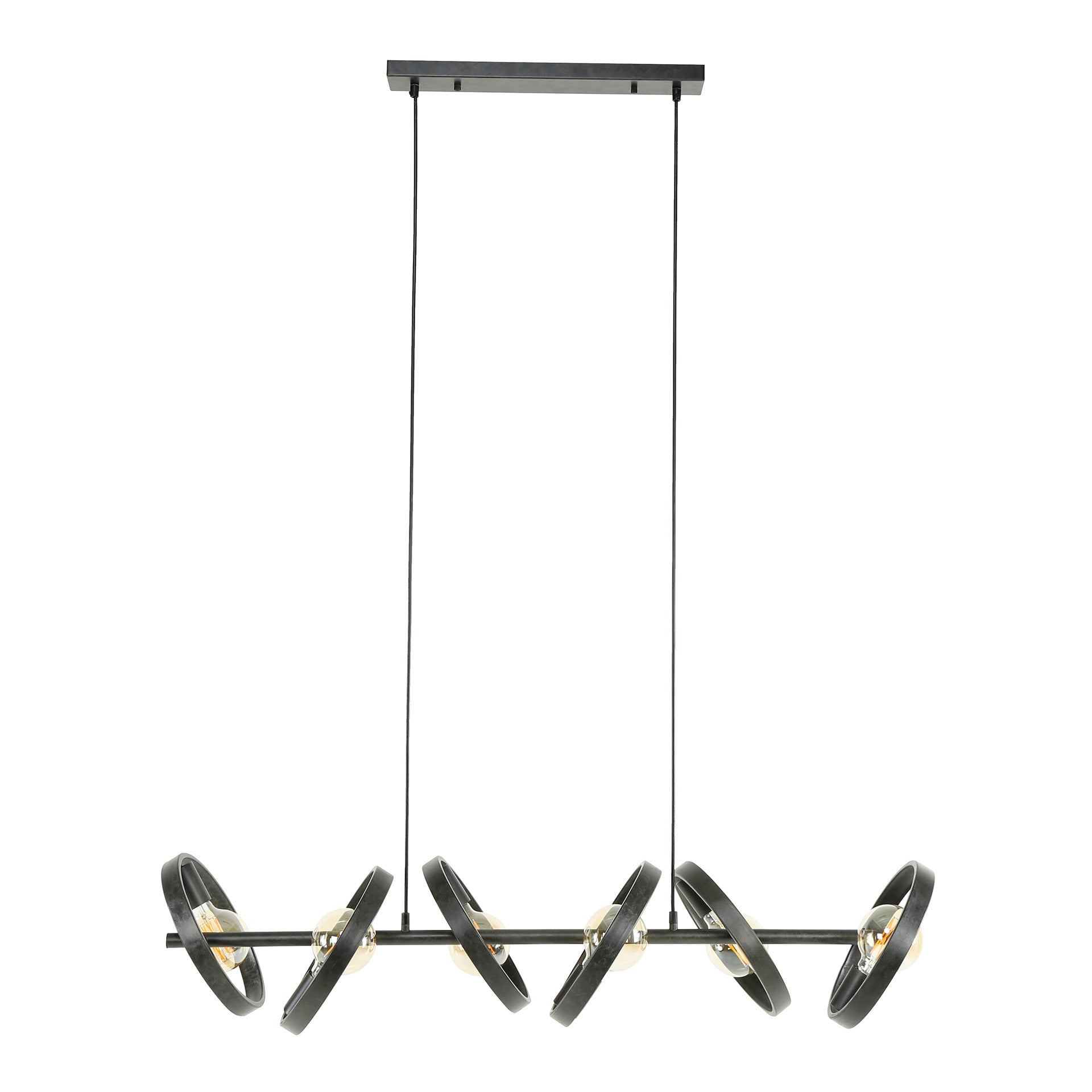Pendelleuchte Arkon – Metallrahmen in Charcoal mit Industrieller Ausstrahlung (6-flammig)