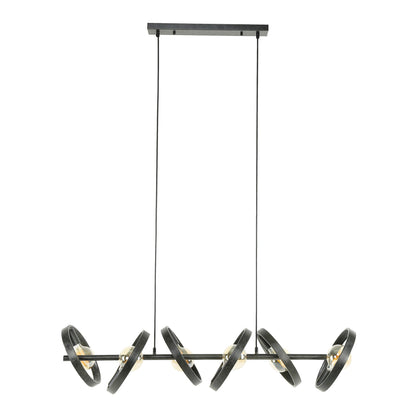 Pendelleuchte Arkon – Metallrahmen in Charcoal mit Industrieller Ausstrahlung (6-flammig)