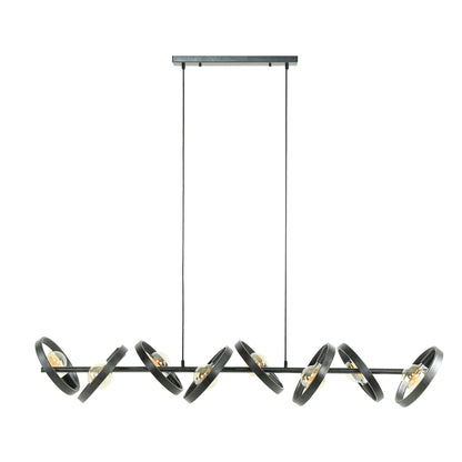 Pendelleuchte Arkon Octa – Offenes Metallrahmen-Design in Charcoal (8-flammig)