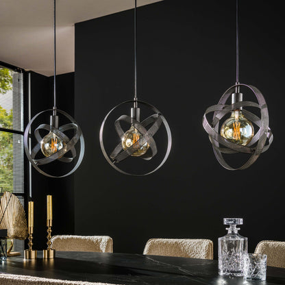 Pendelleuchte Astryx – Drehbares Ringdesign Schwarz 3‑Flammig