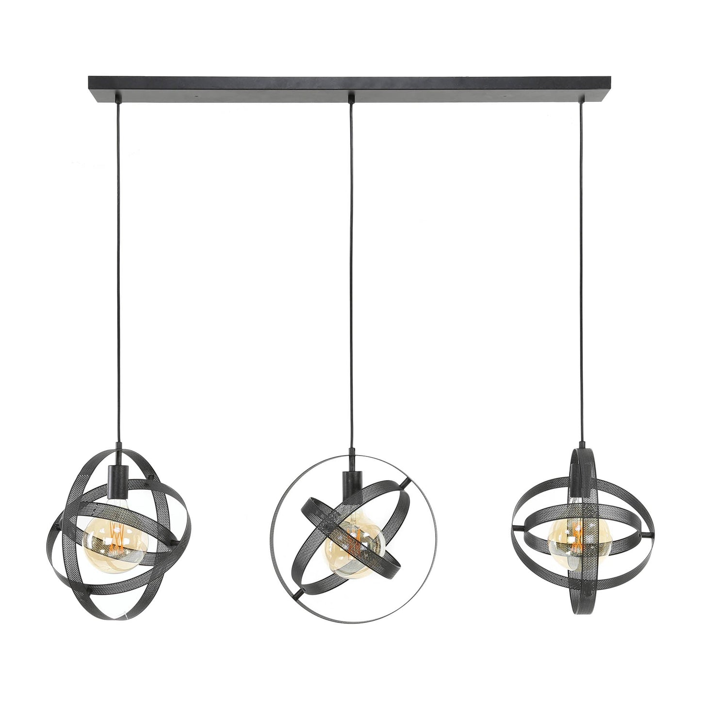 Pendelleuchte Astryx – Drehbares Ringdesign Schwarz 3‑Flammig