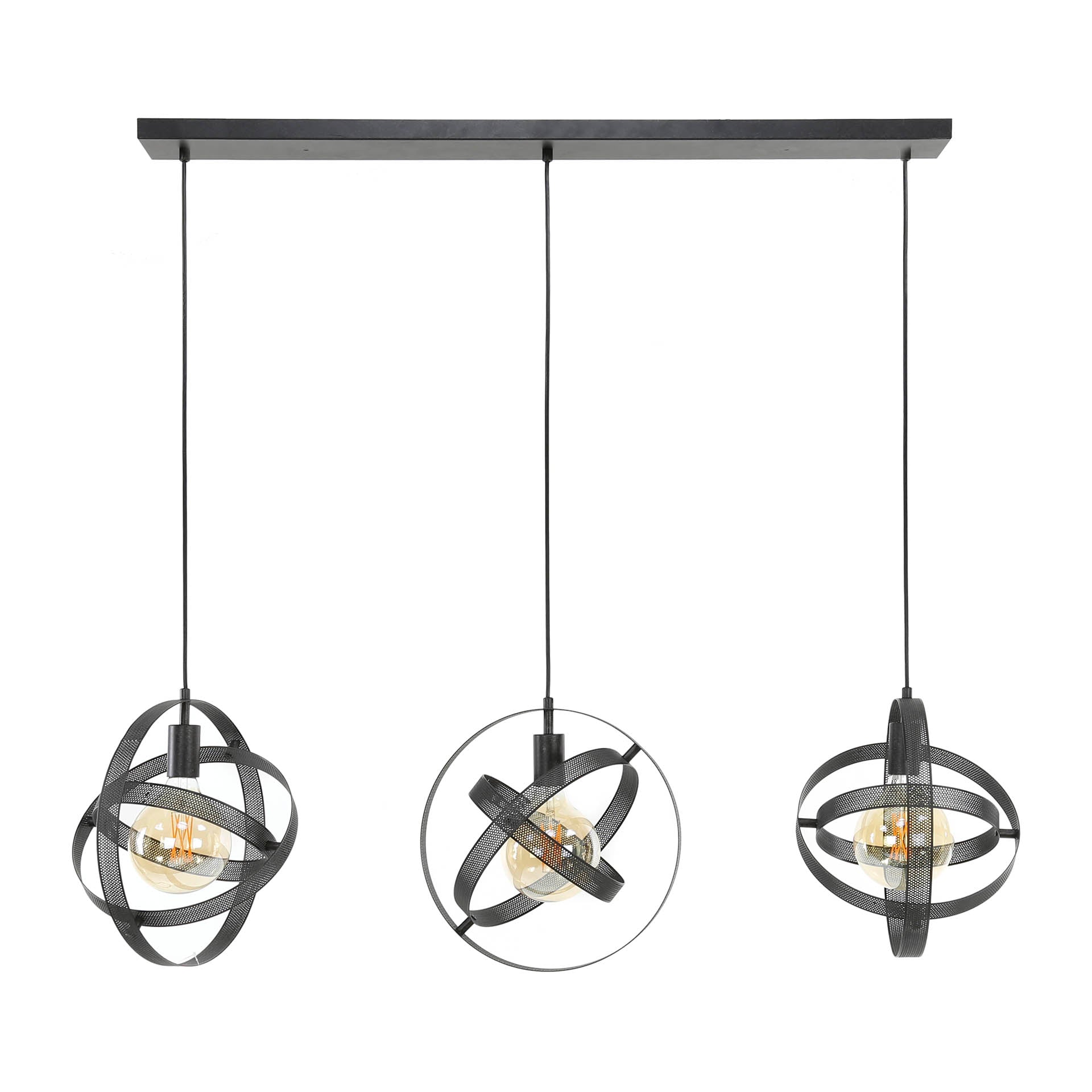 Pendelleuchte Astryx – Drehbares Ringdesign Schwarz 3‑Flammig