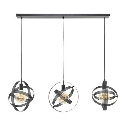 Pendelleuchte Astryx – Drehbares Ringdesign Schwarz 3‑Flammig