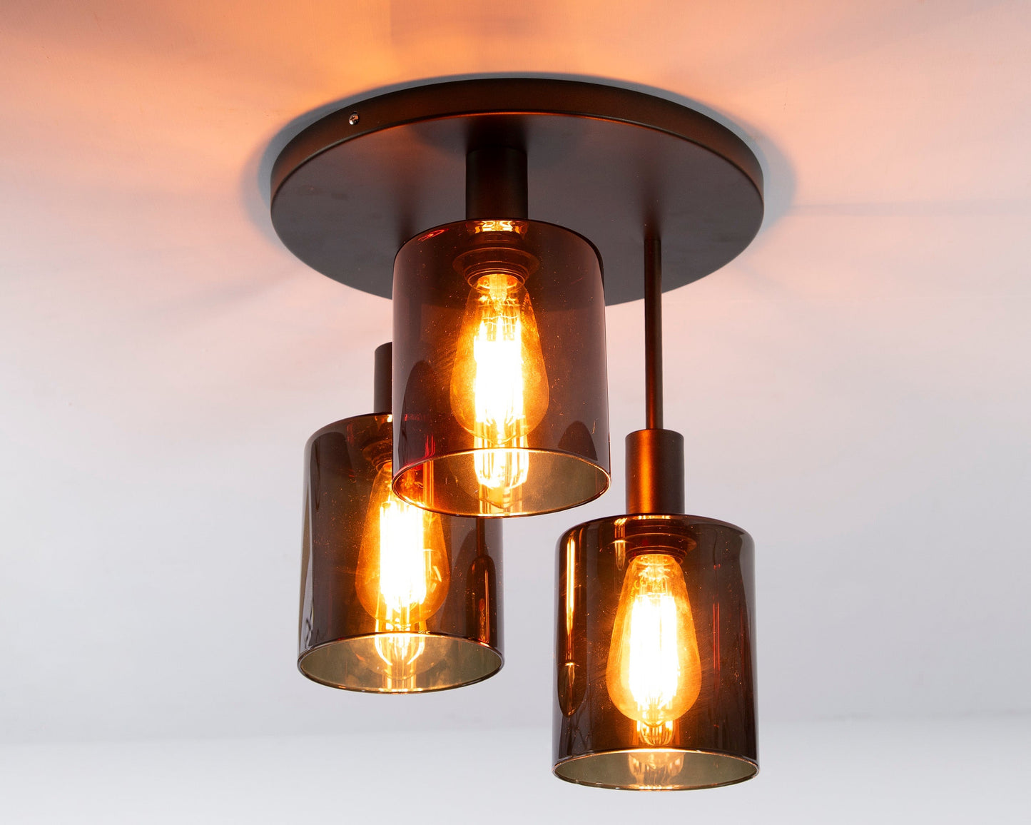 Seravo Deckenleuchte Braun Metall‑Glas, Eleganter Lichtakzent Für Wohnzimmer