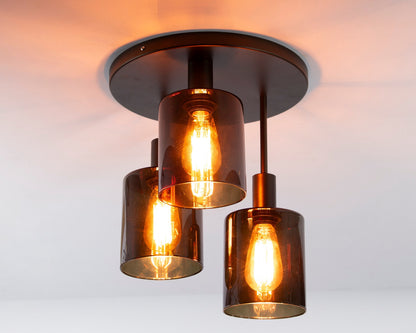 Seravo Deckenleuchte Braun Metall‑Glas, Eleganter Lichtakzent Für Wohnzimmer