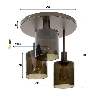 Seravo Deckenleuchte Braun Metall‑Glas, Eleganter Lichtakzent Für Wohnzimmer