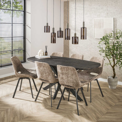 Luxusbetten24 Ayu Pendelleuchte, Moderne Zylinder Glasschirme, 6‑Flammig, Braun