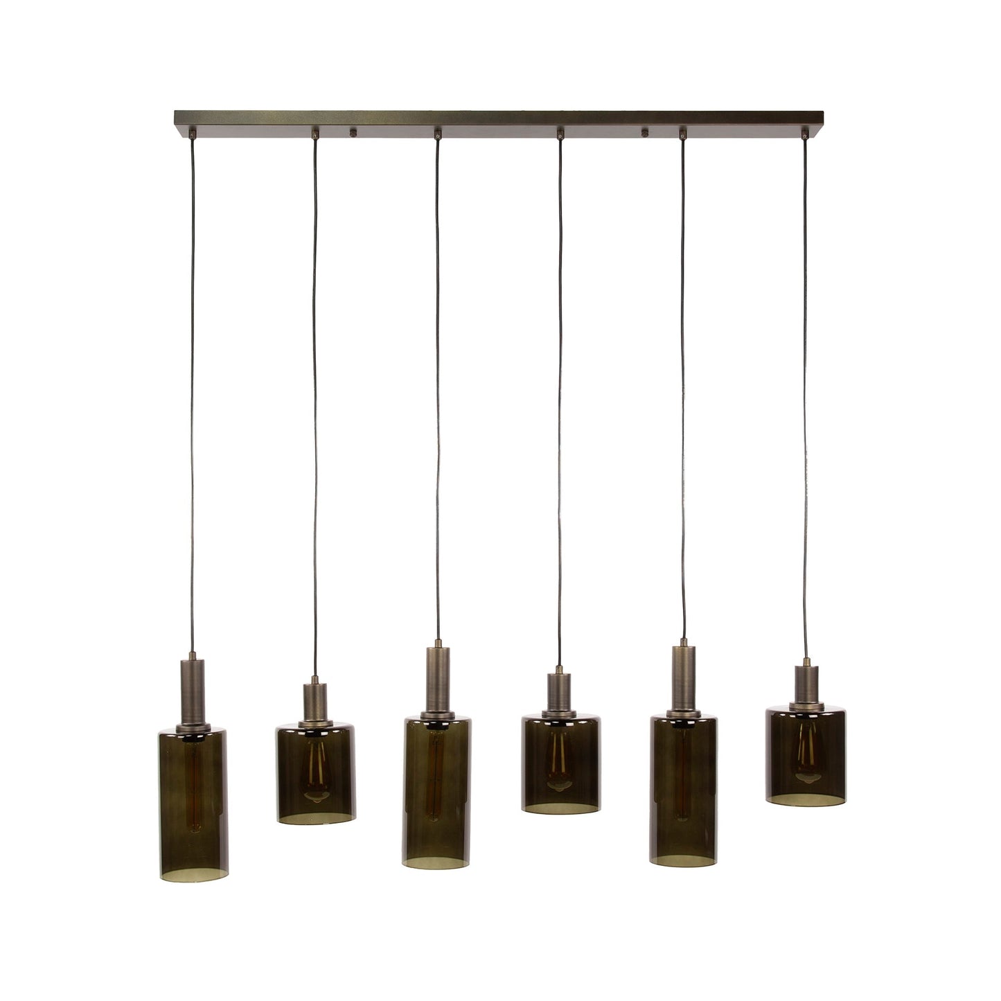 Luxusbetten24 Ayu Pendelleuchte, Moderne Zylinder Glasschirme, 6‑Flammig, Braun