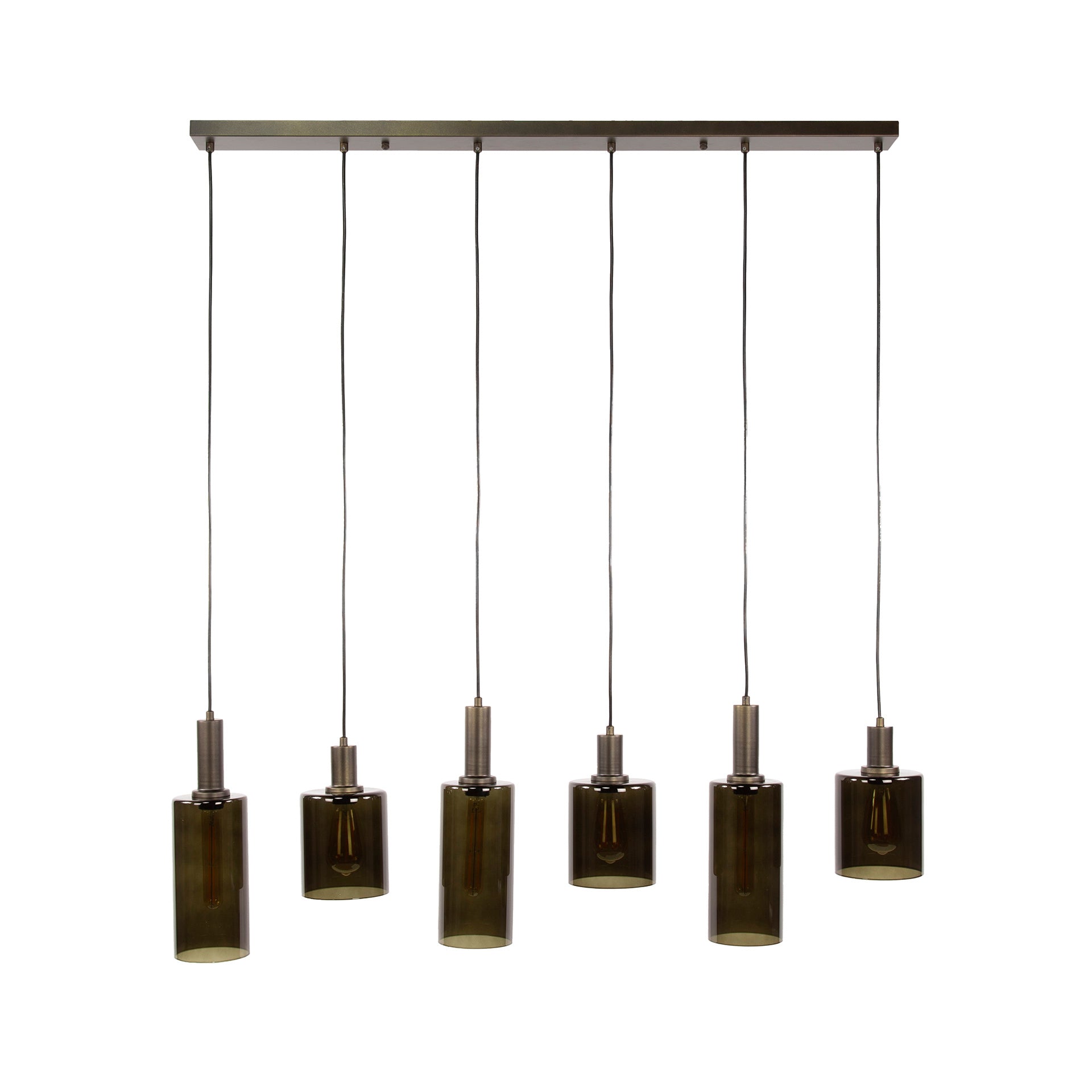 Luxusbetten24 Ayu Pendelleuchte, Moderne Zylinder Glasschirme, 6‑Flammig, Braun